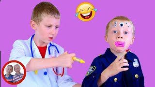 Doctor set toys | Monster Bite! | Mike and Jake pretend play | Doctor kit  डॉक्टर सेट  | العاب دكتور