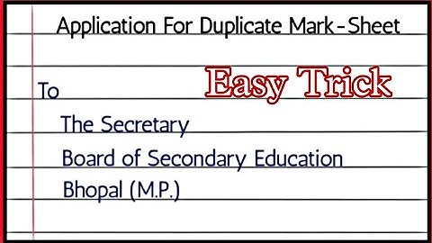 Application for Duplicate Mark-sheet/duplicate marksheet application /application for lost marksheet