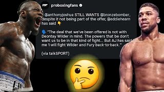 Anthony Joshua Still Wants Deontay Wilder Even Though The Powers That Be Dont Want It Eddie Hearn