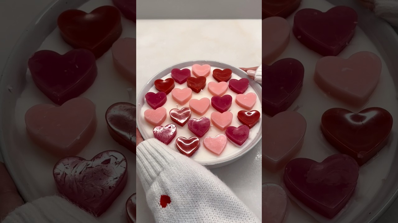 Valentine&rsquo;s candle pt. 2 🎀 #aesthetic #heart #candles #shorts #home #decor #diy #inspo #pink #girly