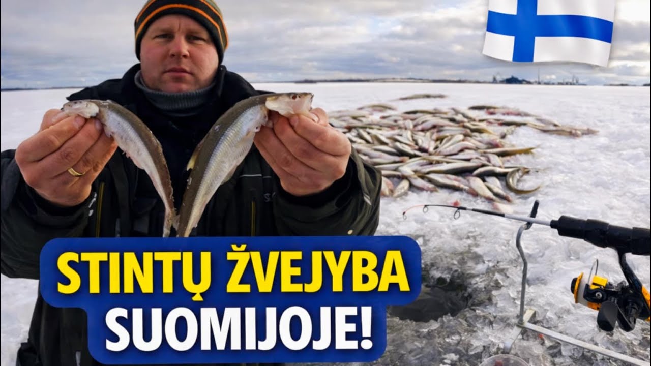 Stintų žvejyba Suomijoje 🇫🇮 | Kibimas be sustojimo ant ledo | 1 DALIS