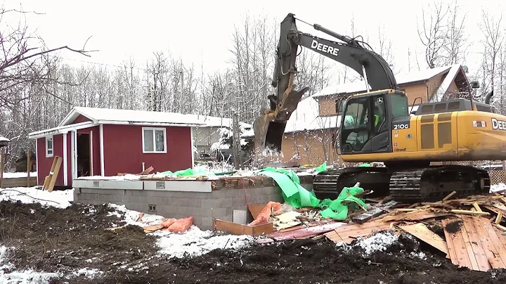 Demolition of the Rumohr cabin at Sylvan Lake, Alb...