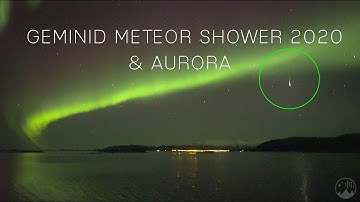 Geminid Meteor Shower 2020 through the Northern Lights - real-time HD