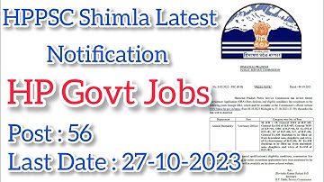 HPPSC Shimla Latest Notification || HP Govt Jobs 2023