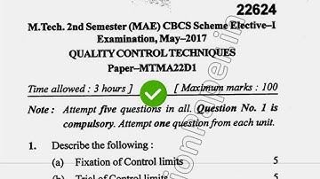 2017 Mdu MTech MAE 2nd Sem Quality Control Techniques Question Paper