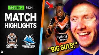 AMERICAN reacts to NRL 2024 | Wests Tigers v Sharks | Match Highlights