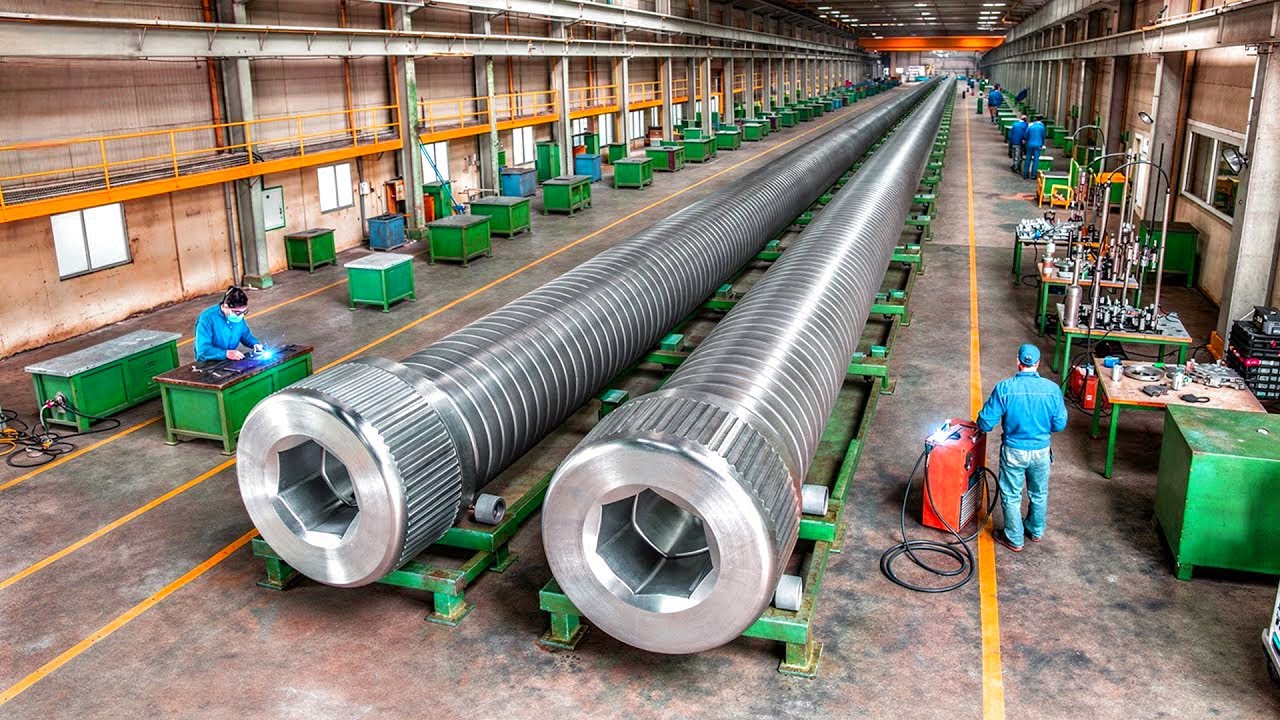 Como é Feito: PARAFUSOS e PORCAS GIGANTES que Sustentam MILHÕES de Toneladas - Da Fundição às Roscas