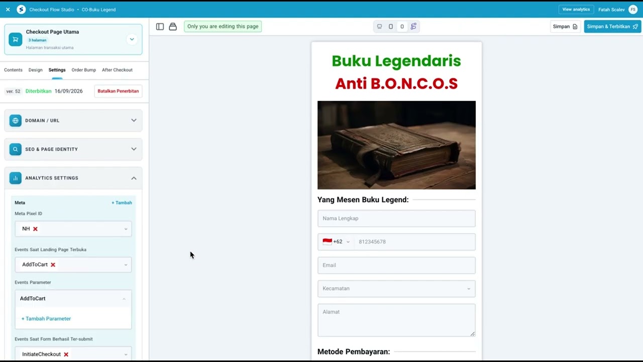 Video Funnel Toko Online di Scalev