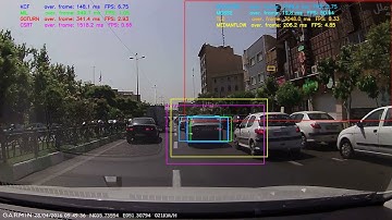 OpenCV 4.5.2 all tracking algorithms test. #2 from ##. Car tracking in city traffic.