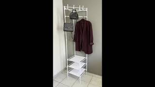 Multi-Function Corner Coat Rack, Floor Stationary Clothes Hanger Shelves, Removable Clothes Storage