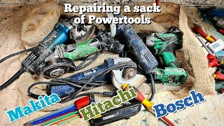 Repairing a Sack of Makita, Bosch and Hitachi powertools.