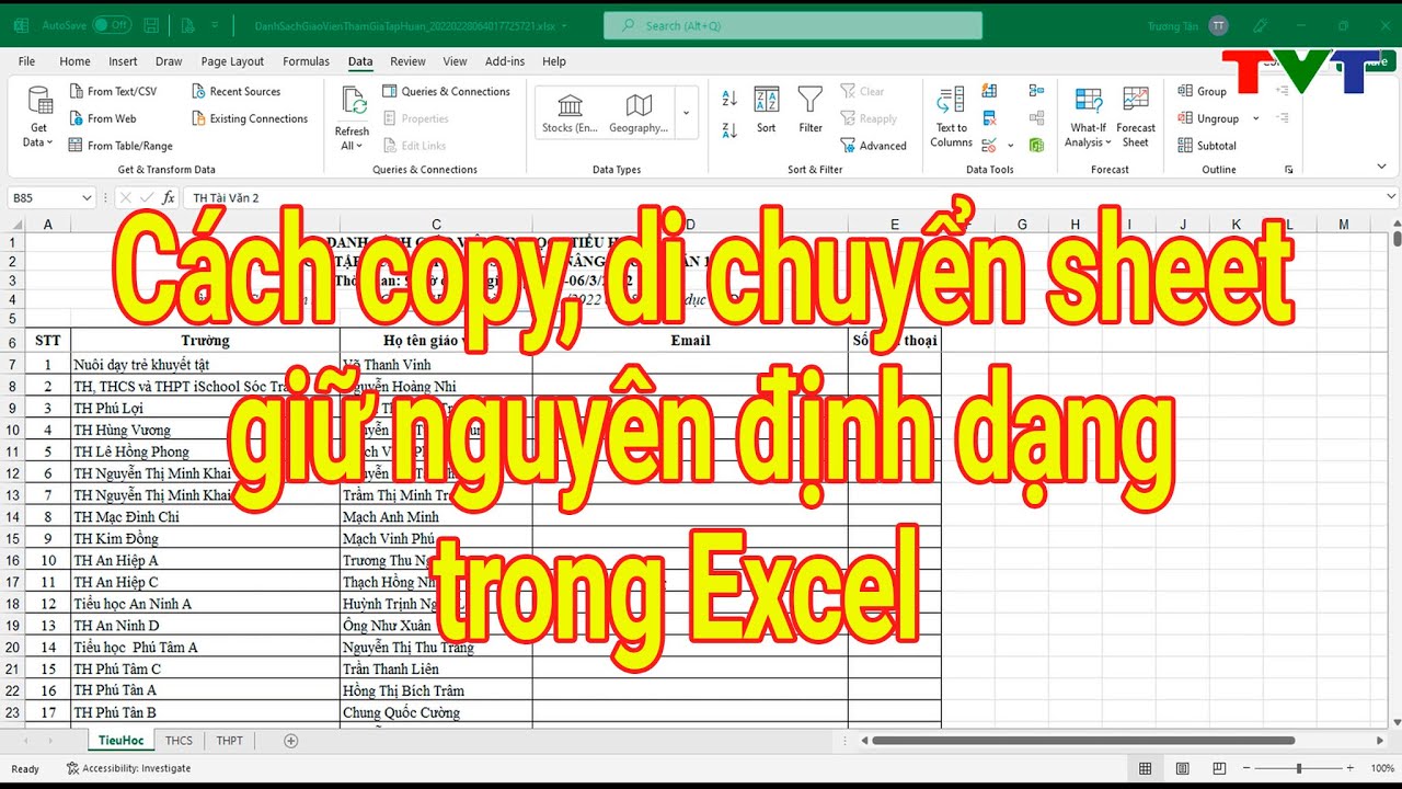 Cách copy sheet giữ nguyên định dạng trong Excel | Thủ thuật tin học