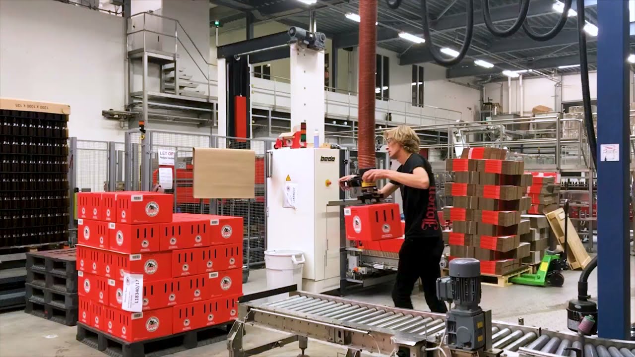 Lådhantering på bryggeri med vakuumlyft från TAWI