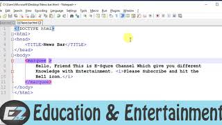 News Bar For Web || HTML & CSS || Using Notepad ++