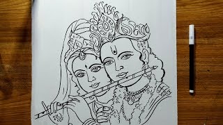 krishna radha drawing lord draw simple radhastami special