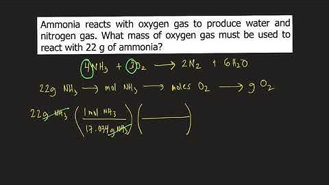 Ammonia reacts with oxygen gas to produce water and nitrogen gas. What mass of oxygen gas must be