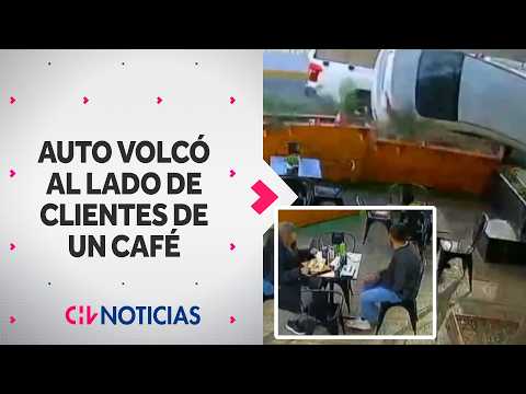 Miraculous Escape: Car flips next to café customers in Providencia - CHV Noticias