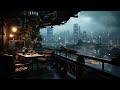 Cyberpunk futuristic cityscape  rain scifi ambiance for sleep study relaxation