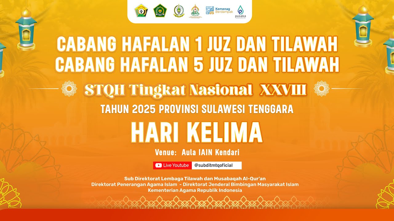 🔴LIVE Cabang Hafalan 1 Juz dan Tilawah Cabang Hafalan 5 Juz dan Tilawah || HARI HARI KE-LIMA