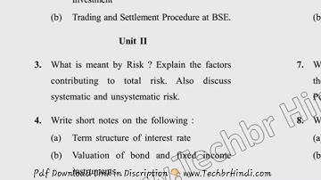 MBA 4th Sem Investment Management Question Paper