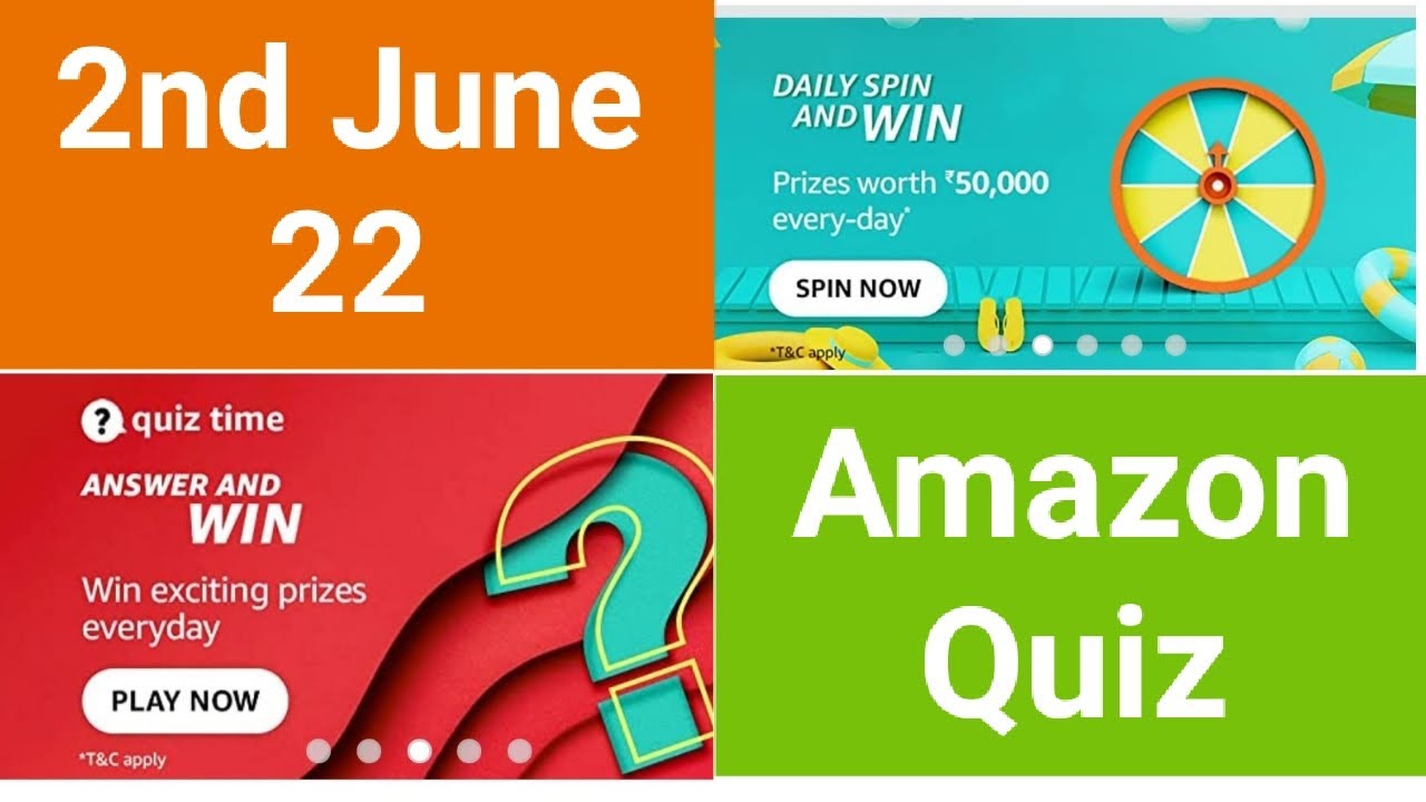 Amazon Spin & Win // Answers & Win // Prizes Worth Rs Lac's// 2 June