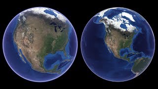 How field of view and altitude change the apparent size of continents (With atmosphere)