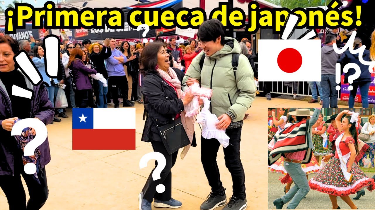 JAPONÉS baila CUECA en FONDA CHILENA por primera vez