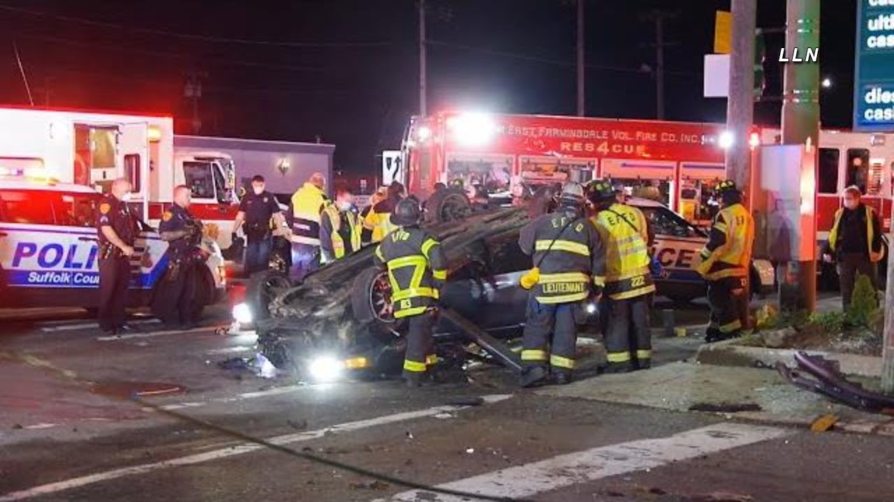Occupant Trapped After Car Overturns Striking Pole - YouTube