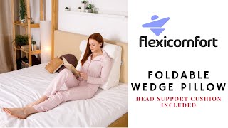 Flexicomfort Memory Foam Wedge Pillow with Adjustable Head Support Cushion