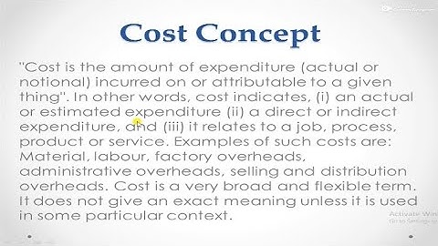 Concept of Cost and Need for Cost Data
