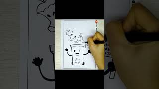 Cara Menggambar Poster Tema Peduli Lingkungan Memisahkan Sampah Organik Warna Hijau (Ep 637) #shorts