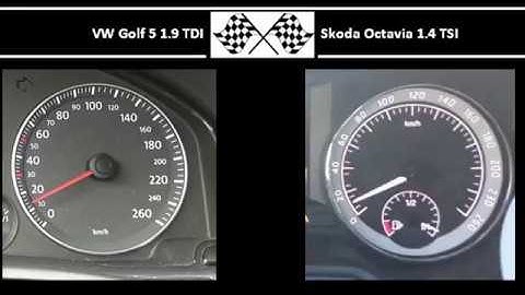 VW Golf 5 1.9 TDI VS. Skoda Octavia 1.4 TSI - Acceleration 0-100km/h