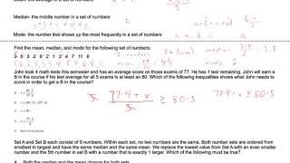 Free Test Prep Online Act Math Statistics 2 Measures Of Center
