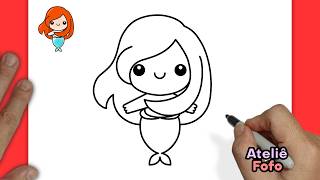 Como Desenhar uma Sereia Kawaii Passo a Passo | Tutorial de Desenho Fácil e Fofo
