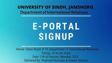 University of Sindh Students E-portal I Registration Process I Shahzad Hussain Rahoojo