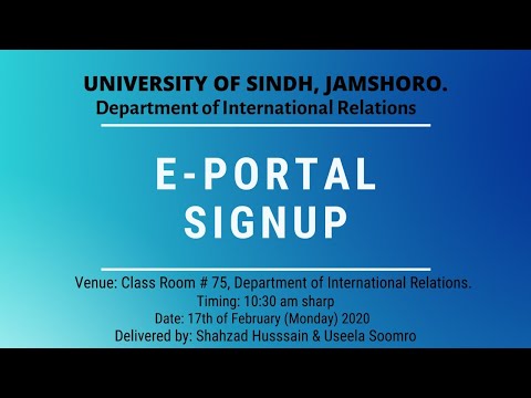 University of Sindh Students E-portal I Registration Process I Shahzad Hussain Rahoojo