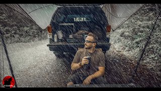 ⛈ Storm Camping in the Bed of my Toyota Tundra  Heavy Rain, Thunder and Lightning Camp