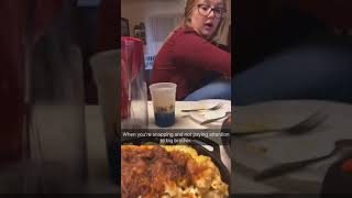 Guy Throws Dinner Roll At His Sister It Bounces Off Of Her And Lands In Her Drink 