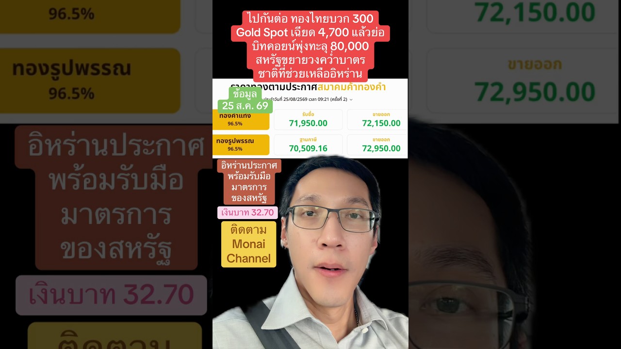 ไปกันต่อทองไทยบวก 300 Gold Spot เฉียด 4,700 แล้วย่อ บิทคอยน์พุ่งทะลุ 80,000 สหรัฐขยายวงคว่ำบาตร #ทอง
