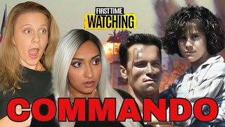 COMMANDO - Abby's first action MOVIE REACTION and COMMENTARY | First Time Watching (1985)