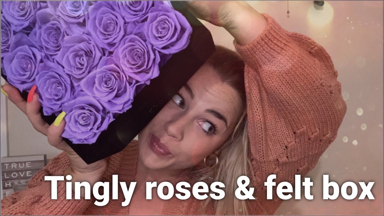 ASMR: Fast/Lofi scratching & tapping on roses, felt box (Rose Forever preserved roses)