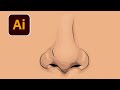 Adobe illustrator : How to draw nose & shade in illustrator tutorial