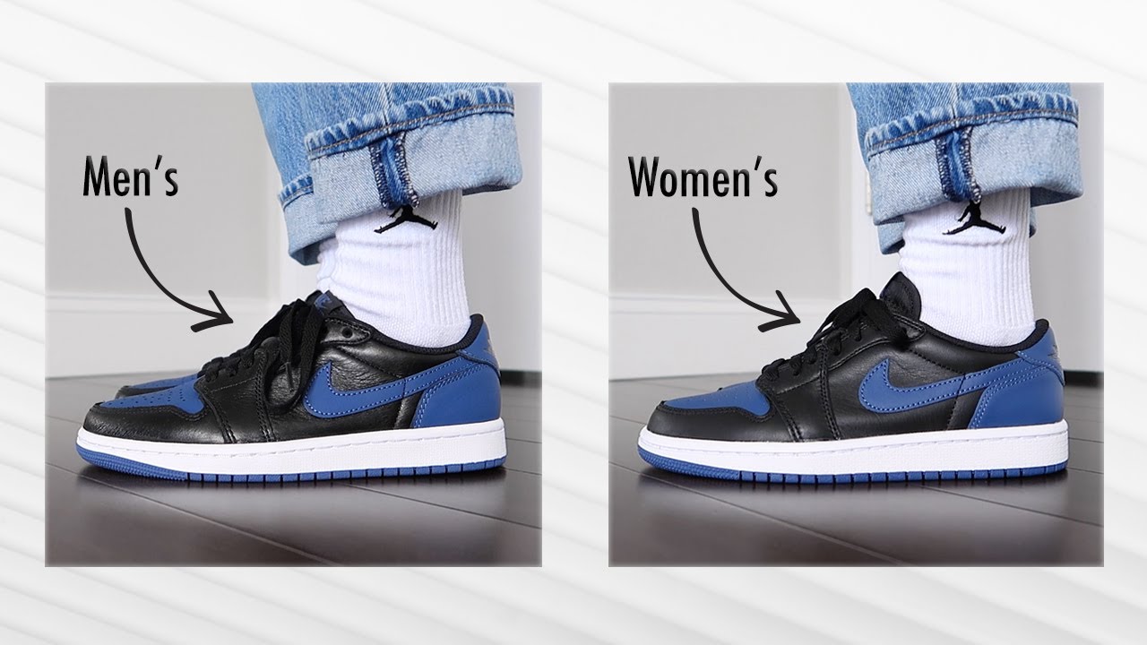 Which One Should You Buy? Men's vs Women's Jordan 1 Low Mystic Navy  Comparison + Sizing + On Foot - YouTube