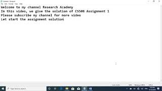 CS508 Assignment 1 Solution FALL 2019