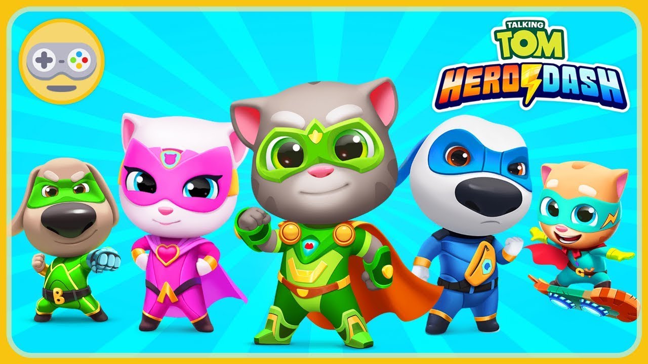 Говорящий Том погоня героев. Суперкостюмы всей команды. Бег за золотом по всем мирам. Мульт игра