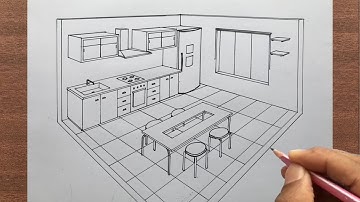 How to Draw a Kitchen in 2 Point Perspective