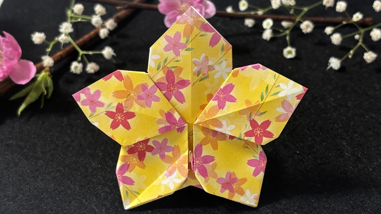 Japanese Origami Peach Blossom 🌸 | Quiet Paper ASMR