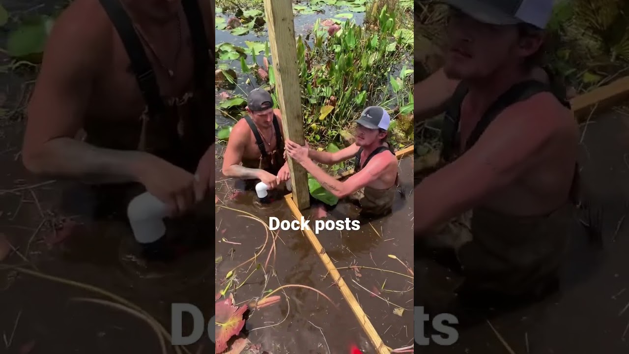 Setting posts in water! #building #construction #framing #ducks #duckblinds #docks #dockbuilding