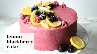 Lemon and Blackberry Cake - Celebration layer cake w/ Lemon Curd Filling and Blackberry Buttercream