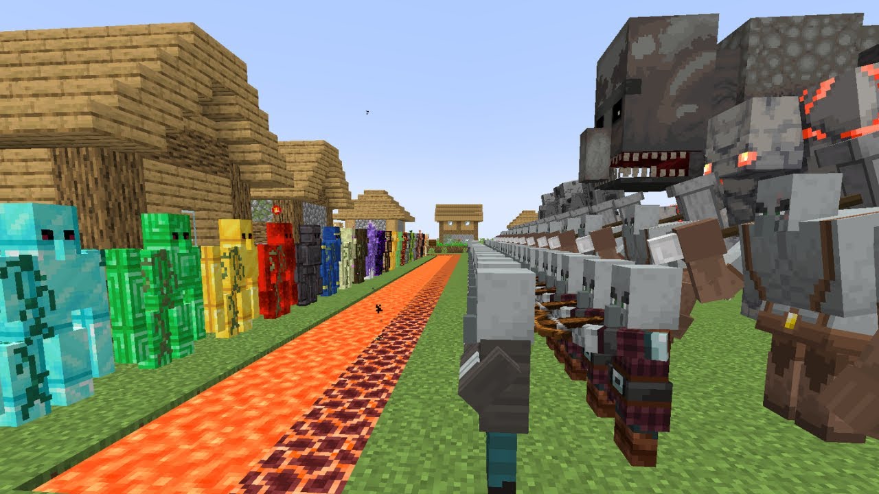 Strongest Pillager Raid vs New Golem Security - Minecraft Mob Battle